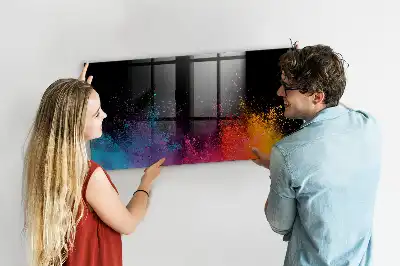 Tableau magnétique effaçable à sec modèle explosion de couleurs