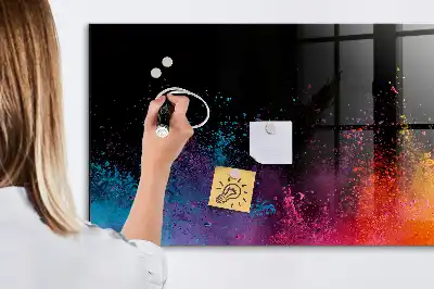 Tableau magnétique effaçable à sec modèle explosion de couleurs