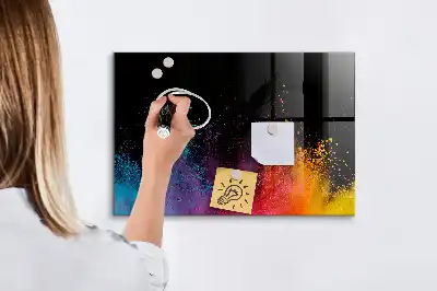 Tableau magnétique effaçable à sec modèle explosion de couleurs
