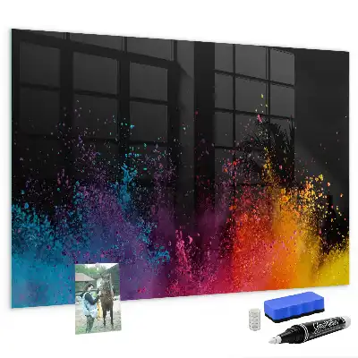 Tableau magnétique effaçable à sec modèle explosion de couleurs