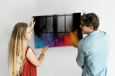 Tableau magnétique effaçable à sec modèle explosion de couleurs
