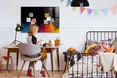 Tableau magnétique effaçable à sec modèle explosion de couleurs