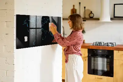 Tableau magnétique avec feutre contours de la carte du monde