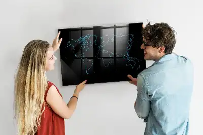 Tableau magnétique avec feutre contours de la carte du monde