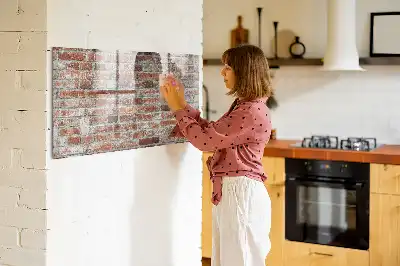 Tableau magnétique avec feutre motif mur de briques