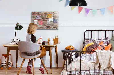Tableau magnétique avec feutre motif mur de briques