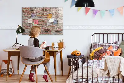 Tableau magnétique avec feutre motif mur de briques
