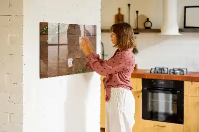 Tableau magnétique effaçable à sec en bois rustique