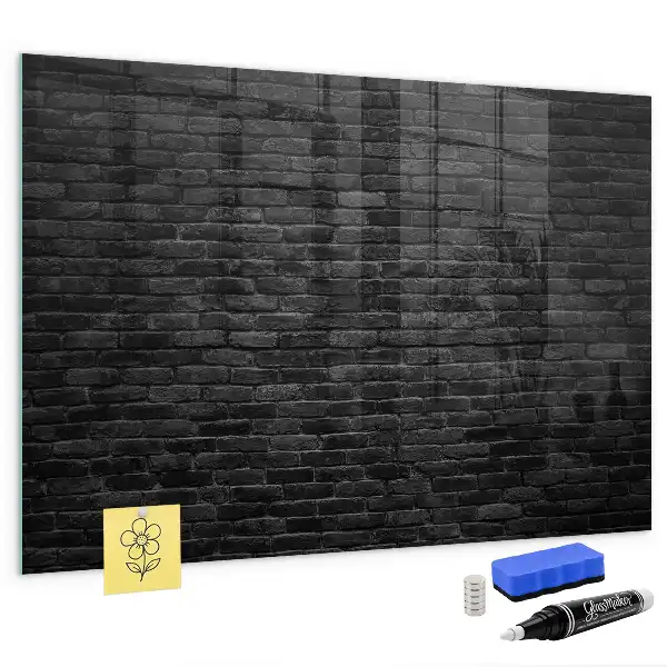 Tableau magnétique avec feutre motif mur de briques sombres