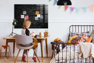 Tableau magnétique avec feutre motif mur de briques sombres