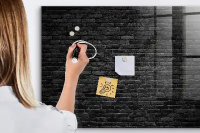 Tableau magnétique avec feutre motif mur de briques sombres