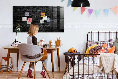 Tableau magnétique avec feutre motif mur de briques sombres