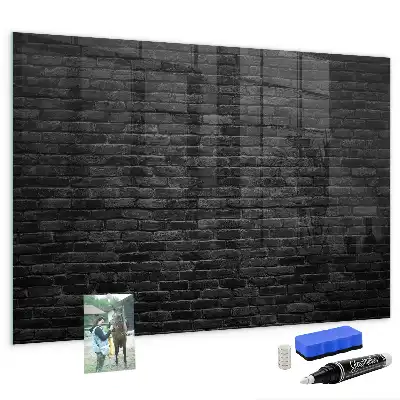 Tableau magnétique avec feutre motif mur de briques sombres