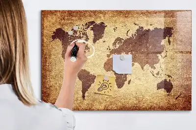 Tableau magnétique effaçable à sec carte ancienne du monde
