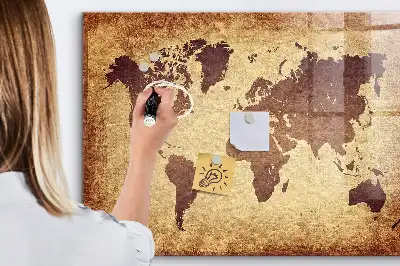 Tableau magnétique effaçable à sec carte ancienne du monde