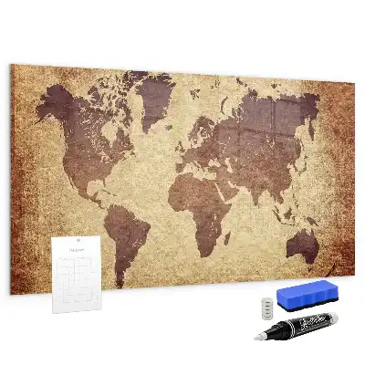 Tableau magnétique effaçable à sec carte ancienne du monde