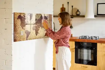Tableau magnétique effaçable à sec carte ancienne du monde