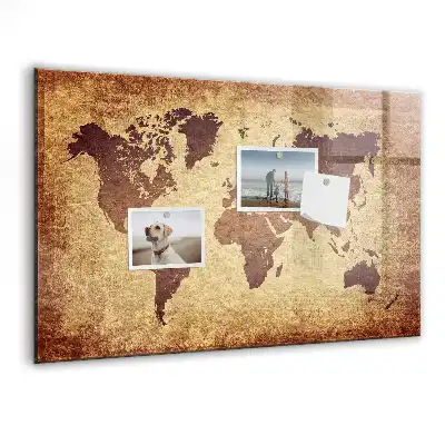 Tableau magnétique effaçable à sec carte ancienne du monde