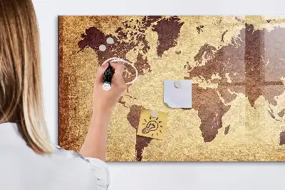 Tableau magnétique effaçable à sec carte ancienne du monde