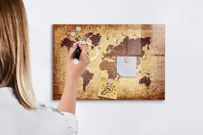 Tableau magnétique effaçable à sec carte ancienne du monde