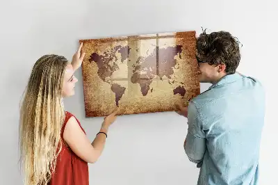 Tableau magnétique effaçable à sec carte ancienne du monde