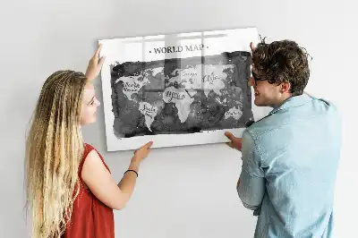 Carte du monde magnétique modèle rétro avec feutre inclus