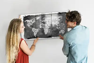Carte du monde magnétique modèle rétro avec feutre inclus