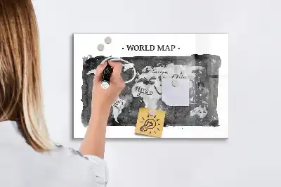 Carte du monde magnétique modèle rétro avec feutre inclus