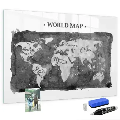 Carte du monde magnétique modèle rétro avec feutre inclus