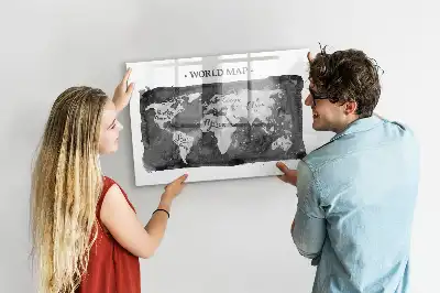 Carte du monde magnétique modèle rétro avec feutre inclus