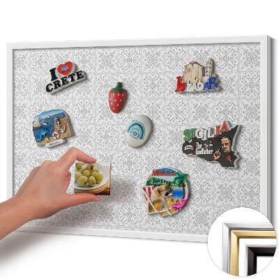 Tableau magnétique avec cadre blanc Motif régulier d'ornements