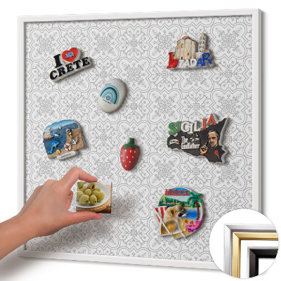Tableau magnétique avec cadre blanc Motif régulier d'ornements