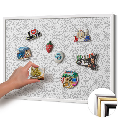 Tableau magnétique avec cadre blanc Motif régulier d'ornements