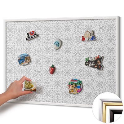 Tableau magnétique avec cadre blanc Motif régulier d'ornements