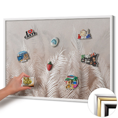 Tableau magnétique avec cadre blanc Feuilles bohèmes naturelles