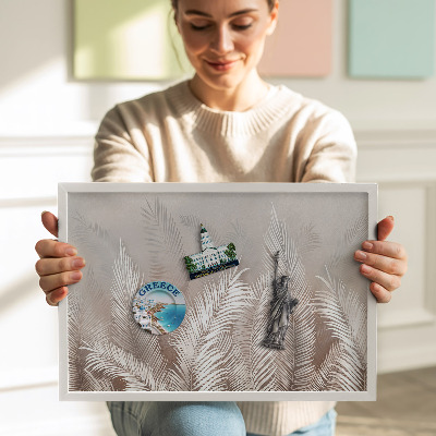Tableau magnétique avec cadre blanc Feuilles bohèmes naturelles