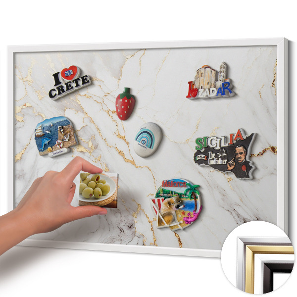 Tableau magnétique avec cadre blanc Pierre marbrée élégante