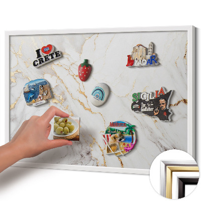 Tableau magnétique avec cadre blanc Pierre marbrée élégante