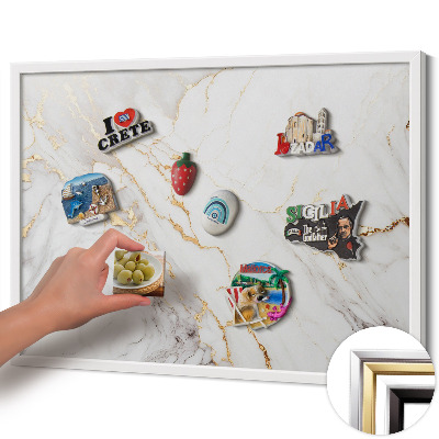 Tableau magnétique avec cadre blanc Pierre marbrée élégante
