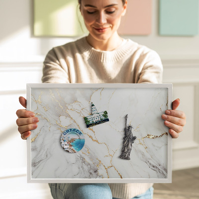 Tableau magnétique avec cadre blanc Pierre marbrée élégante