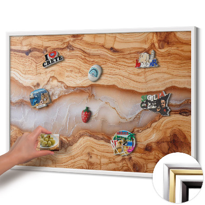 Tableau magnétique avec cadre blanc Structure bois et résine