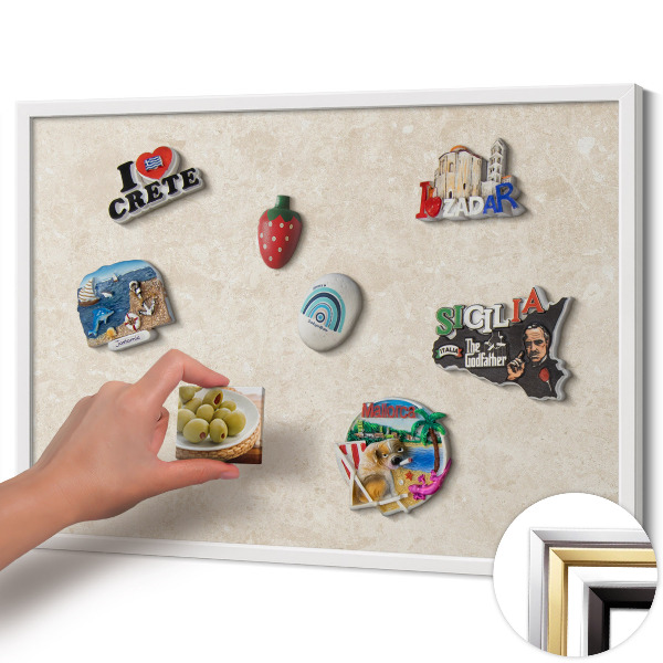 Tableau magnétique avec cadre blanc Pierre claire élégante