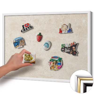 Tableau magnétique avec cadre blanc Pierre claire élégante