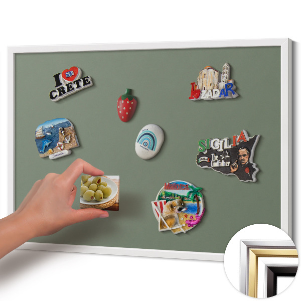 Tableau magnétique avec cadre blanc Couleur olive