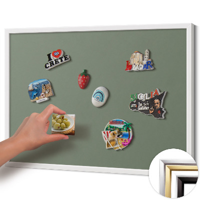 Tableau magnétique avec cadre blanc Couleur olive