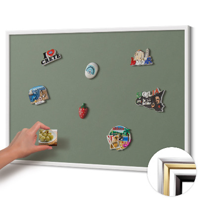 Tableau magnétique avec cadre blanc Couleur olive