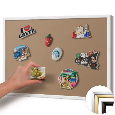 Tableau magnétique avec cadre blanc Couleur marron clair