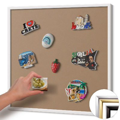 Tableau magnétique avec cadre blanc Couleur marron clair