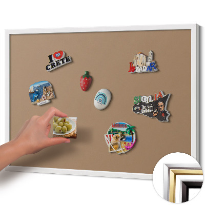 Tableau magnétique avec cadre blanc Couleur marron clair