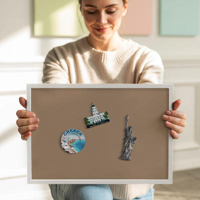 Tableau magnétique avec cadre blanc Couleur marron clair